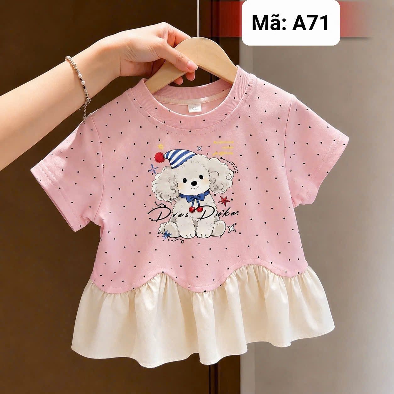  A71 _ Áo thun croptop bé gái chấm bi lai phối ren nhúng bèo điệu đà _ Beekids 