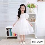  CC19 _ Đầm công chúa xòe cho bé gái phối ren hoa và lưới trơn mềm mại _ Beekids 
