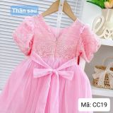  CC19 _ Đầm công chúa xòe cho bé gái phối ren hoa và lưới trơn mềm mại _ Beekids 