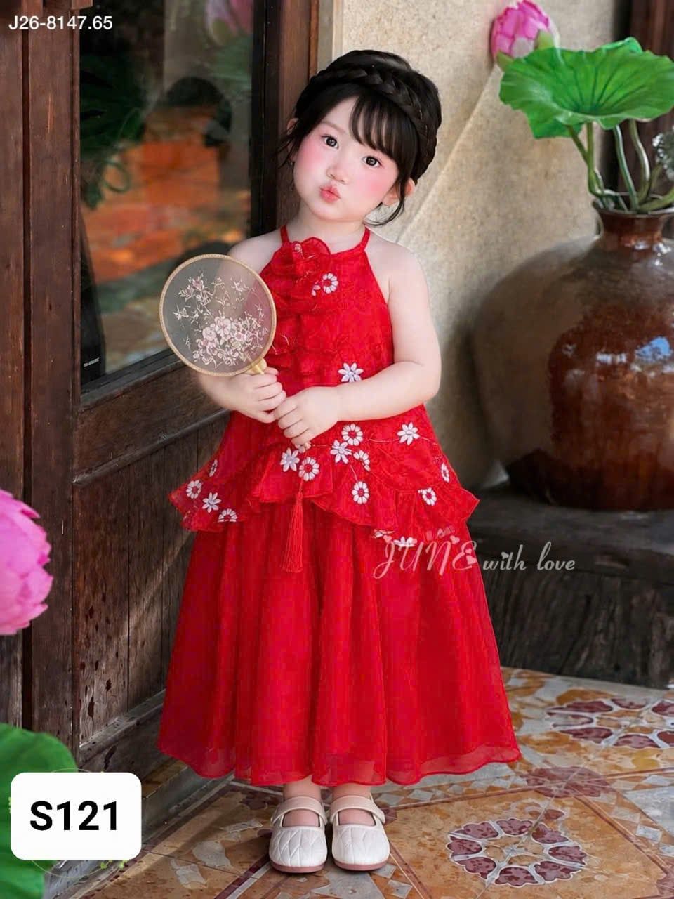  S121 _ Set áo cổ yếm phối chân váy đẹp xỉu cho bé mặc lễ tiệc _ Beekids 