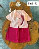  S122 _ Set áo tết nút như ý phối quần lụa mềm thanh lịch cho bé diện lễ tết, trung thu _ Beekids 