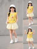  S105 _ Set đùi bí chấm bi đính nơ phối áo thun họa tiết hoạt hình siêu dễ thương cho bé gái _ Beekids 