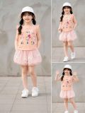  S105 _ Set đùi bí chấm bi đính nơ phối áo thun họa tiết hoạt hình siêu dễ thương cho bé gái _ Beekids 