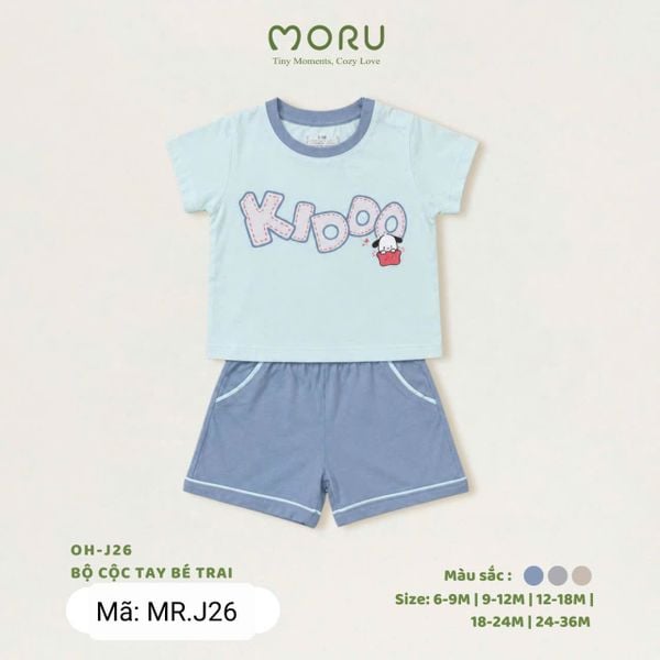  MR.J26 _ Bộ thun ngắn tay cho bé trai chất thun bamboo mềm mịn mát size 9-36M_ Beekids 