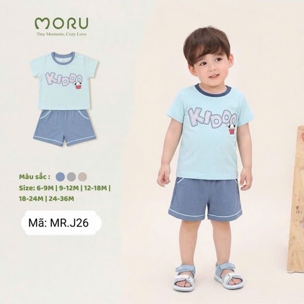  MR.J26 _ Bộ thun ngắn tay cho bé trai chất thun bamboo mềm mịn mát size 9-36M_ Beekids 