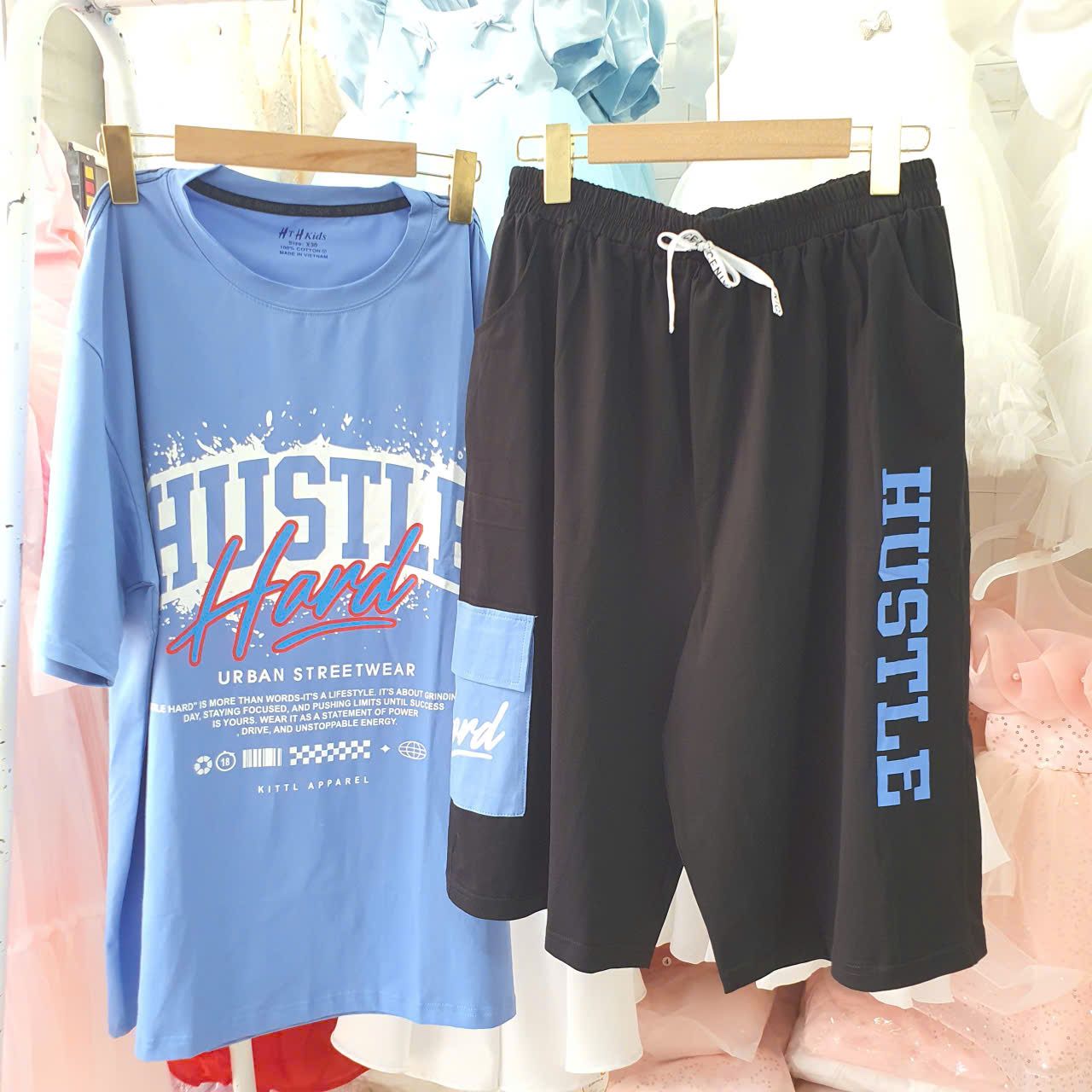  DB57 _ Bộ thun lửng bigsize cho bé trai 90kg đến 110kg họa tiết chữ thời trang _ Beekids 