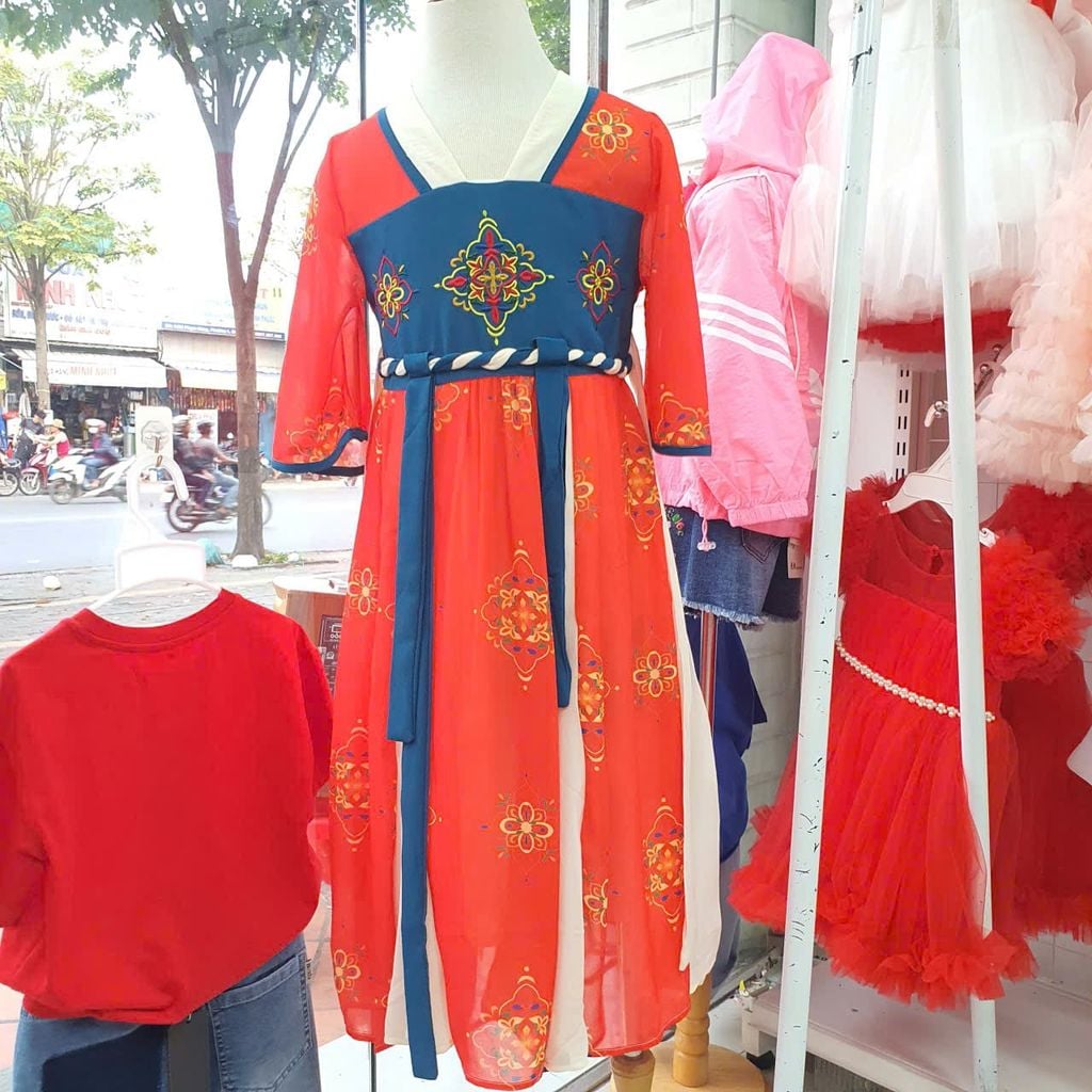  D51 _ Đầm cổ trang cho bé phong cách Trung Hoa chất mềm mịn siêu đẹp _ Beekids 