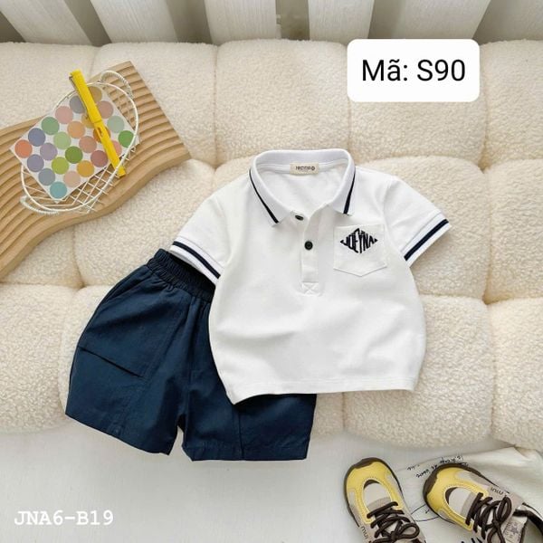  S90 _ Set bé trai áo thun Polo ngắn tay phối quần kaki mềm mịn _ Beekids 