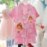  DB59 _ Bộ pijama đùi cho bé gái chất lụa latin mềm mịn hoạ tiết hoạt hình dễ thương _ Beekids 