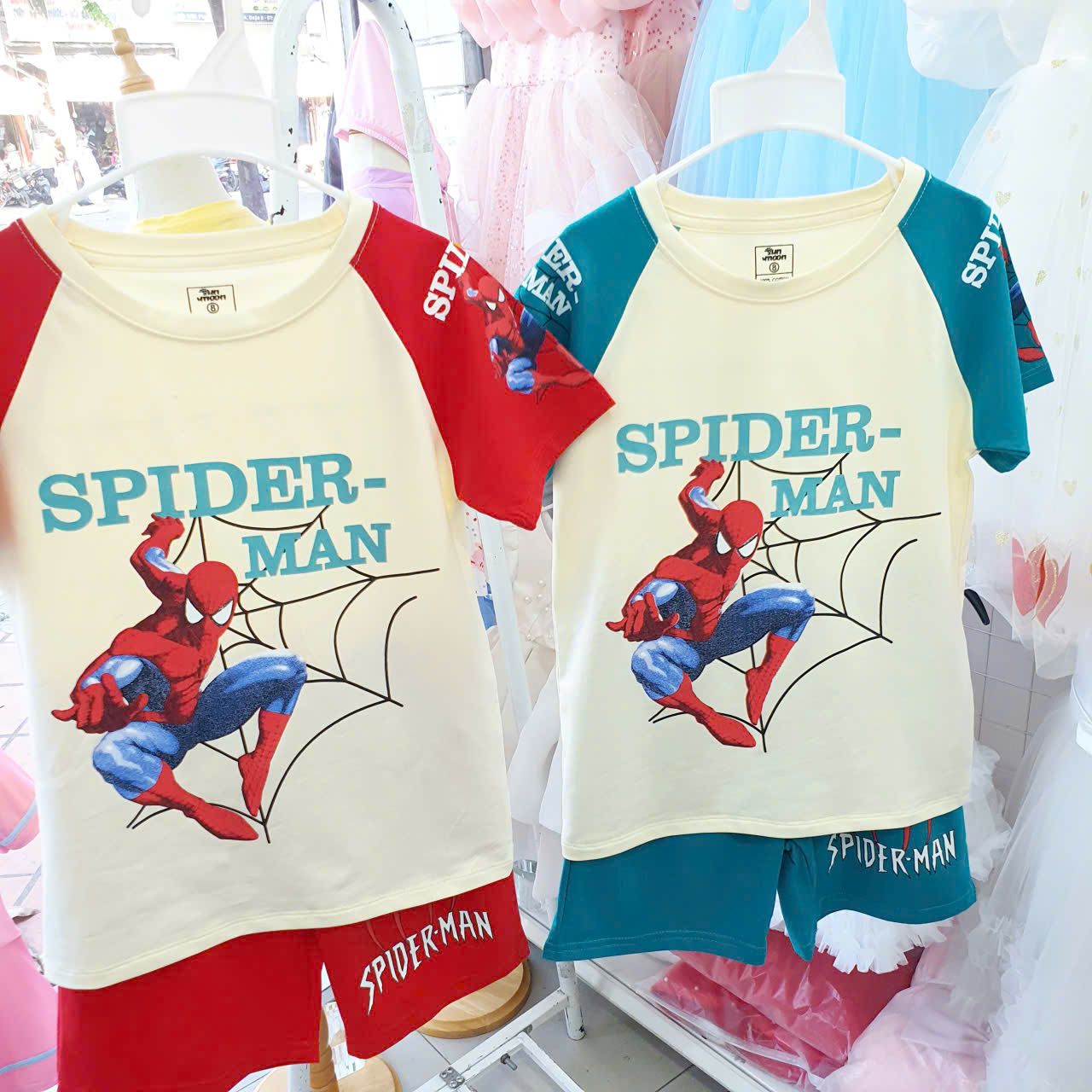  S93 _ Bộ thun lửng bé trai họa tiết Spiderman chất cotton 4 chiều mềm mát _ Beekids 