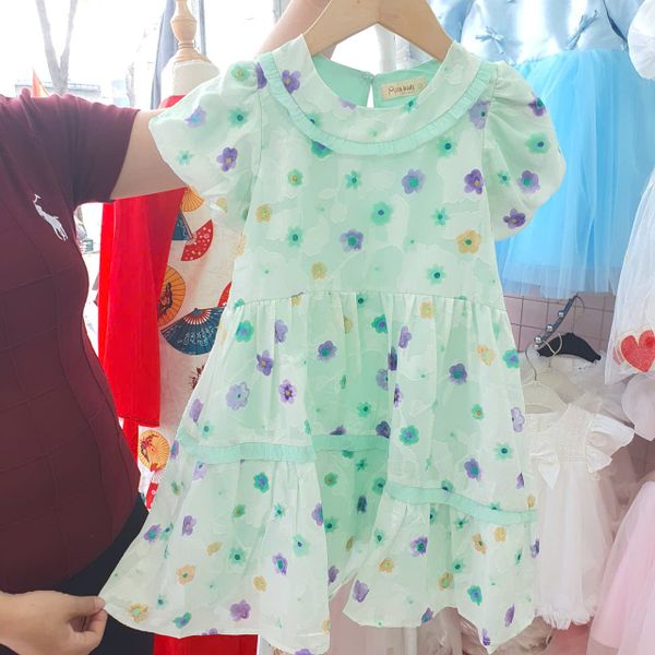  D59 _ Đầm xòe cho bé gái  in hoa xinh xắn chất tơ mềm mại thoáng mát _ Beekids 