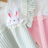  S97 _ Set bộ đùi kẻ sọc cho bé áo tay cánh tiên đính thỏ bông xinh xắn _ Beekids 