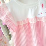  S97 _ Set bộ đùi kẻ sọc cho bé áo tay cánh tiên đính thỏ bông xinh xắn _ Beekids 