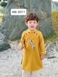  AD11 _ Bộ áo dài bé trai thêu hình chim hạc chất nhung tăm mềm mịn _ Beekids 