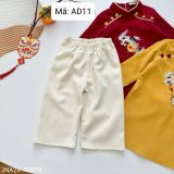  AD11 _ Bộ áo dài bé trai thêu hình chim hạc chất nhung tăm mềm mịn _ Beekids 