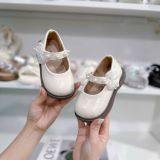  GI31 _ Giày búp bê da mềm quai đính ngọc trai đính nơ xinh xắn _ Beekids 