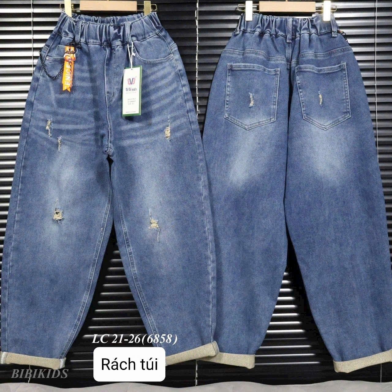  Q49 _ Quần jean dài bigsize cho bé từ 50kg đến 80kg dáng baggy jean mềm mại co giãn _ Beekids 