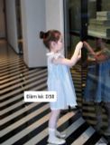  D58 _ Đầm kẻ chữ A phối ren thêu xinh xắn gam màu xanh nhẹ nhàng đáng yêu _ Beekids 