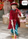  AD13 _ Bộ áo dài bé gái xẻ tà điệu đà chất gấm lụa cao cấp đẹp mịn xịn sò _ Beekids 