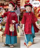  AD13 _ Bộ áo dài bé gái xẻ tà điệu đà chất gấm lụa cao cấp đẹp mịn xịn sò _ Beekids 
