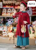  AD13 _ Bộ áo dài bé gái xẻ tà điệu đà chất gấm lụa cao cấp đẹp mịn xịn sò _ Beekids 