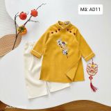  AD11 _ Bộ áo dài bé trai thêu hình chim hạc chất nhung tăm mềm mịn _ Beekids 