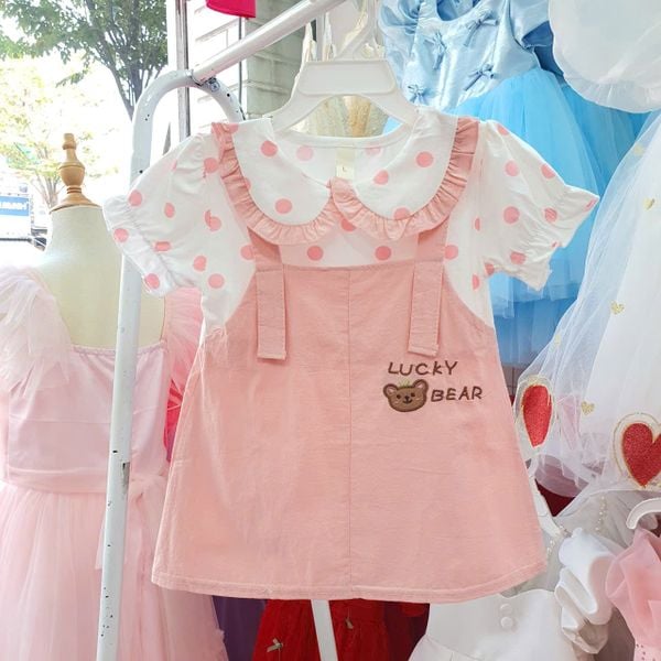  D54 _ Váy bé gái giả yếm chất mềm mịn mát cho bé từ 7-14kg _ Beekids 