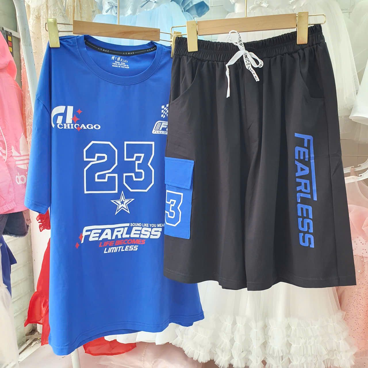  DB56 _ Bộ thun lửng bigsize cho bé trai từ 60kg đến 90kg họa tiết chữ thời trang _ Beekids 