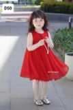  D50 _ Đầm đỏ dáng xòe đính nơ xinh cho bé mặc Noel, lễ tết _ Beekids 