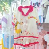  DB60 _ Bộ pijama đùi cho bé gái chất lụa latin mềm mịn hoạ tiết hươu cao cổ dễ thương _ Beekids 