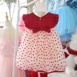  D53 _ Váy đầm bé gái thun cotton tay cánh tiên phối lưới hình trái tim mềm mịn _ Beekids 