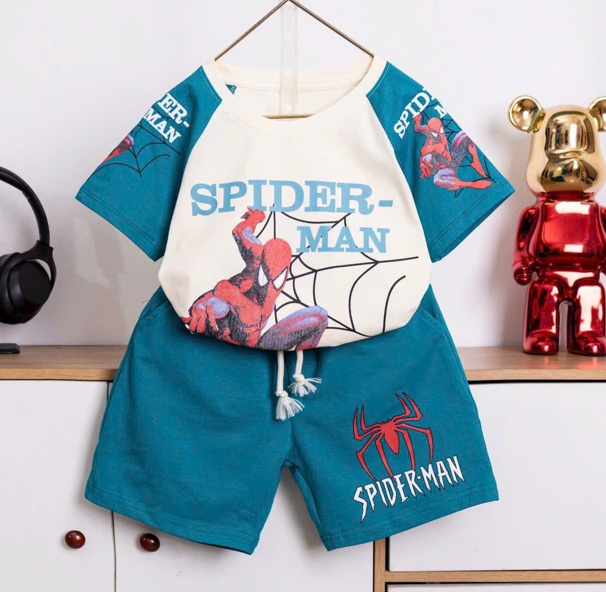 S93 _ Bộ thun lửng bé trai họa tiết Spiderman chất cotton 4 chiều mềm mát _ Beekids 