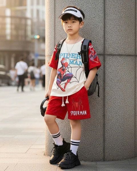  S93 _ Bộ thun lửng bé trai họa tiết Spiderman chất cotton 4 chiều mềm mát _ Beekids 