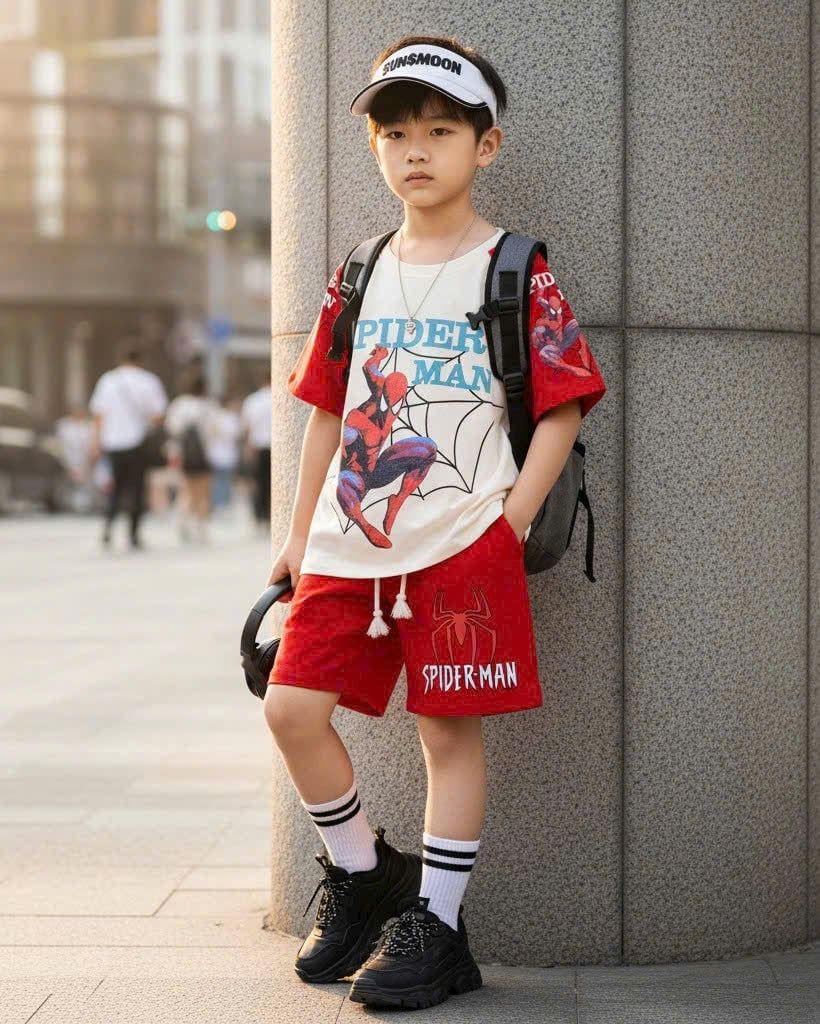  S93 _ Bộ thun lửng bé trai họa tiết Spiderman chất cotton 4 chiều mềm mát _ Beekids 