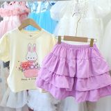 S94 _ Set váy bé gái 3 tầng phối áo thun họa tiết hoạt hình xinh xắn_ Beekids 