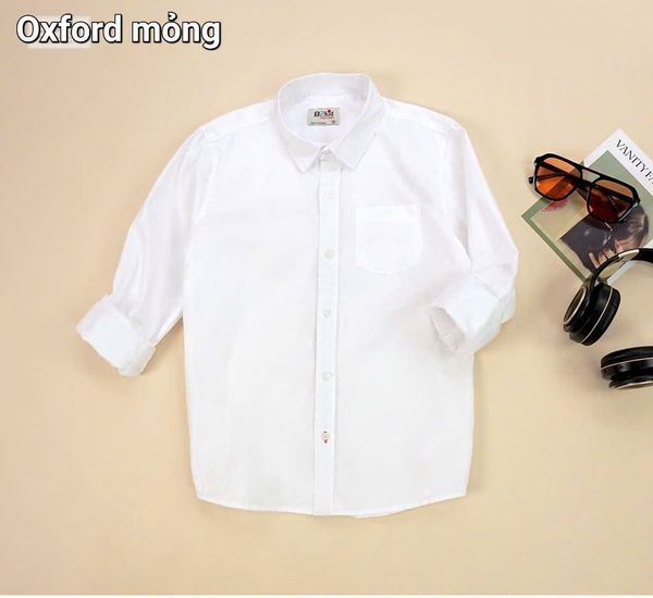  A39_ Áo sơ mi trắng dài tay cho bé trai mặc đi học, đi lễ tiệc, chất cotton mềm mịn mát _ Beekids 