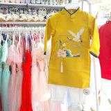  Áo dài cho bé trai thêu hoa sen chim hạt AD04 _ Beekids 