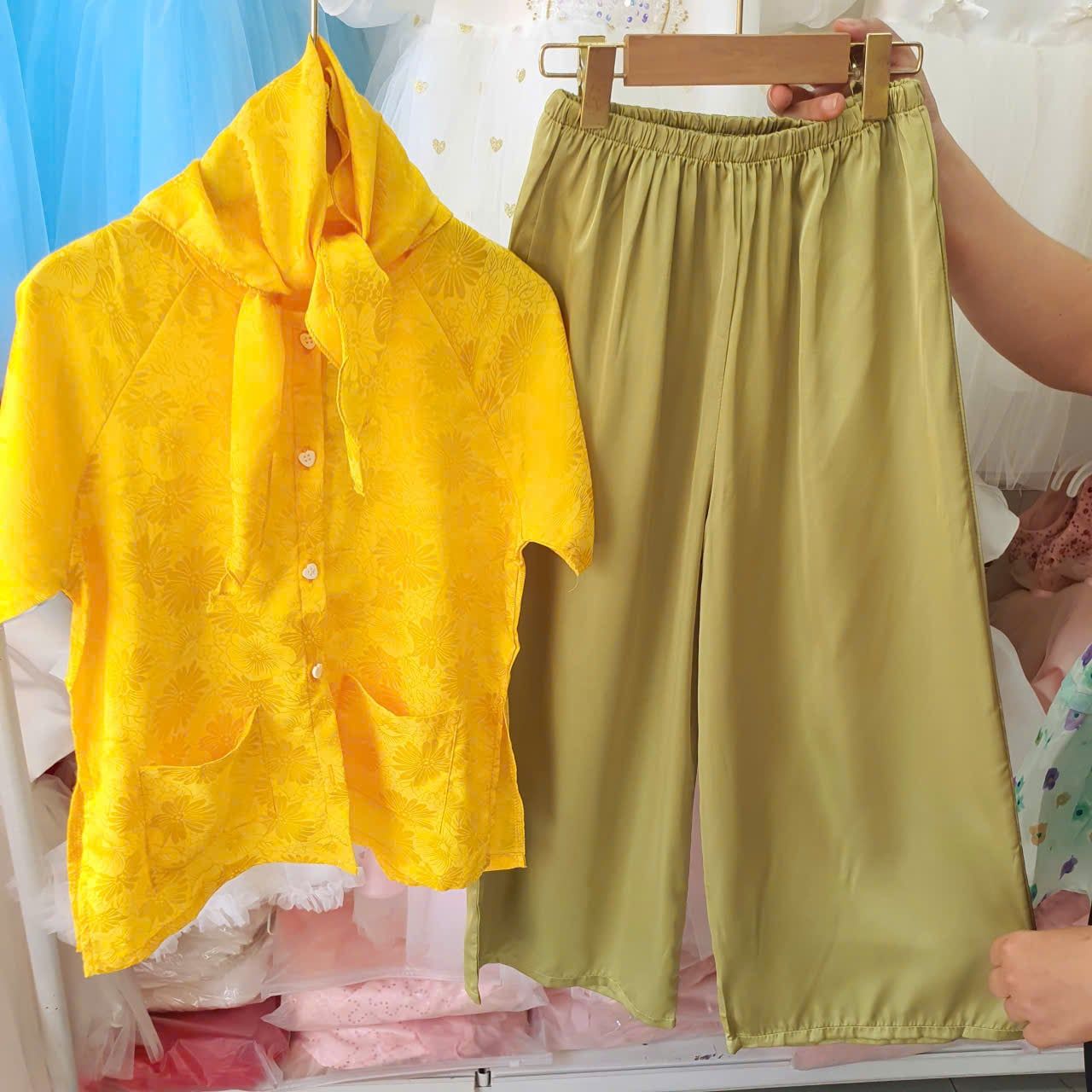  S87 _ Set bà ba cho bé gái chất gấm lụa mềm mại _Beekids 