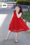  D50 _ Đầm đỏ dáng xòe đính nơ xinh cho bé mặc Noel, lễ tết _ Beekids 