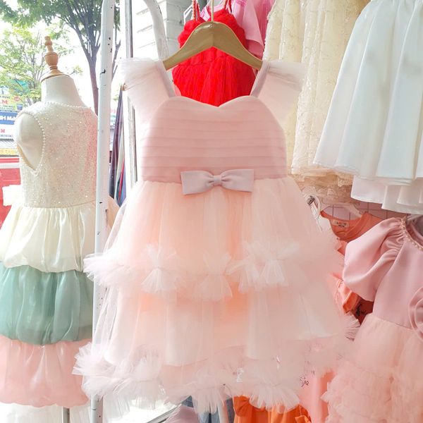  CC15 _ Đầm công chúa thiết kế cho bé mặc đi lễ tiệc tay con nơ giữa ngang eo_ Beekids 