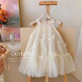  CC16 _ Đầm công chúa dáng cổ yếm thêu hoa nổi tinh tế phong cách tiểu thư sang chảnh _ Beekids 