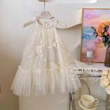  CC16 _ Đầm công chúa dáng cổ yếm thêu hoa nổi tinh tế phong cách tiểu thư sang chảnh _ Beekids 