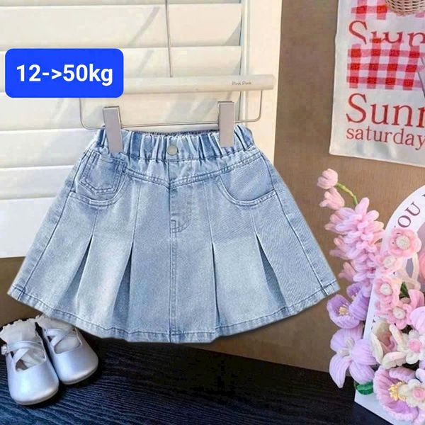  D41 _ Chân váy jean bé gái xếp ly túi đắp 1 bên sành điệu _ Beekids 