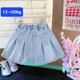  D41 _ Chân váy jean bé gái xếp ly túi đắp 1 bên sành điệu _ Beekids 