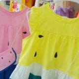  D42 _ Đầm cotton bé gái họa tiết dưa hấu kèm túi siêu dễ thương _Beekids 