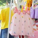  D43 _ Đầm bí thêu hoa kết nơ xinh xắn cho bé gái từ 6 tháng đến 3 tuổi _ Beekids 