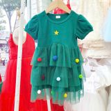  D47 _ Đầm Noel, váy noel cho bé mặc lễ giáng sinh đính bông siêu dễ thương _ Beekids 