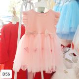  D56 _ Đầm bé gái đính nơ bướm xinh xắn chất mềm mịn mát _ Beekids 