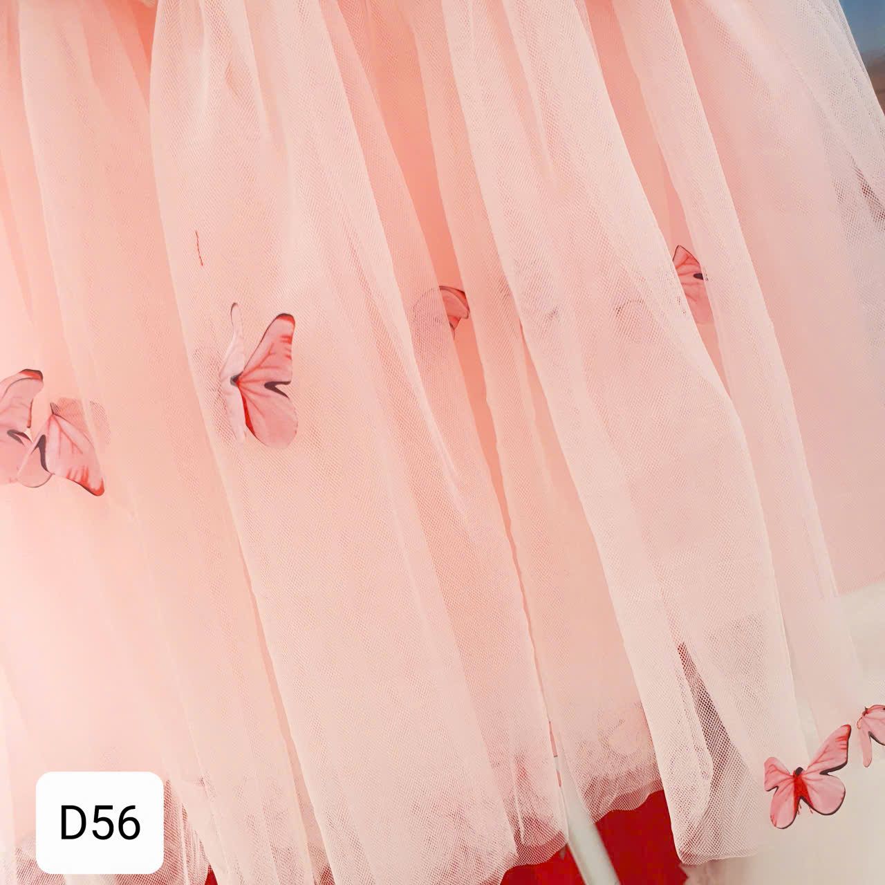  D56 _ Đầm bé gái đính nơ bướm xinh xắn chất mềm mịn mát _ Beekids 