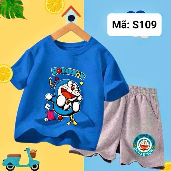  S109 _ Bộ thun lửng bé trai mềm mát họa tiết hoạt hình dễ thương _ Beekids 